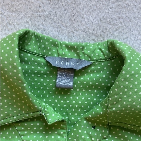 Koret Women’s Embroidery 3/4 sleeves Jacket Size M in green with white dots - Picture 2 of 7